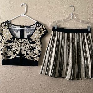 Bebe gold black Crop Top Skirt combo size large
